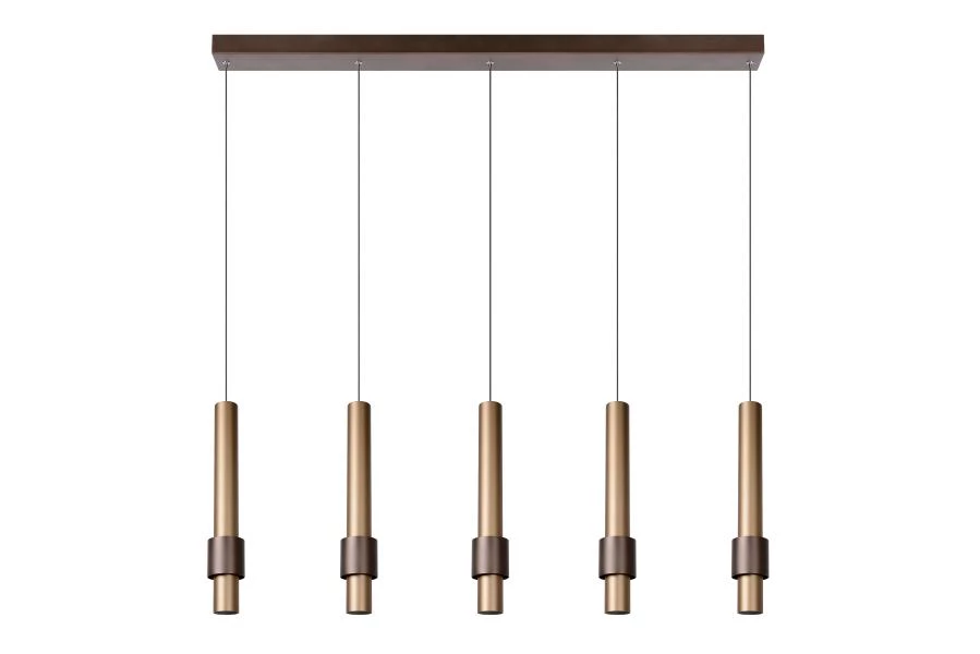 Lucide MARGARY - Pendant light - LED Dim. - 5x4,2W 2700K - Coffee - turned off